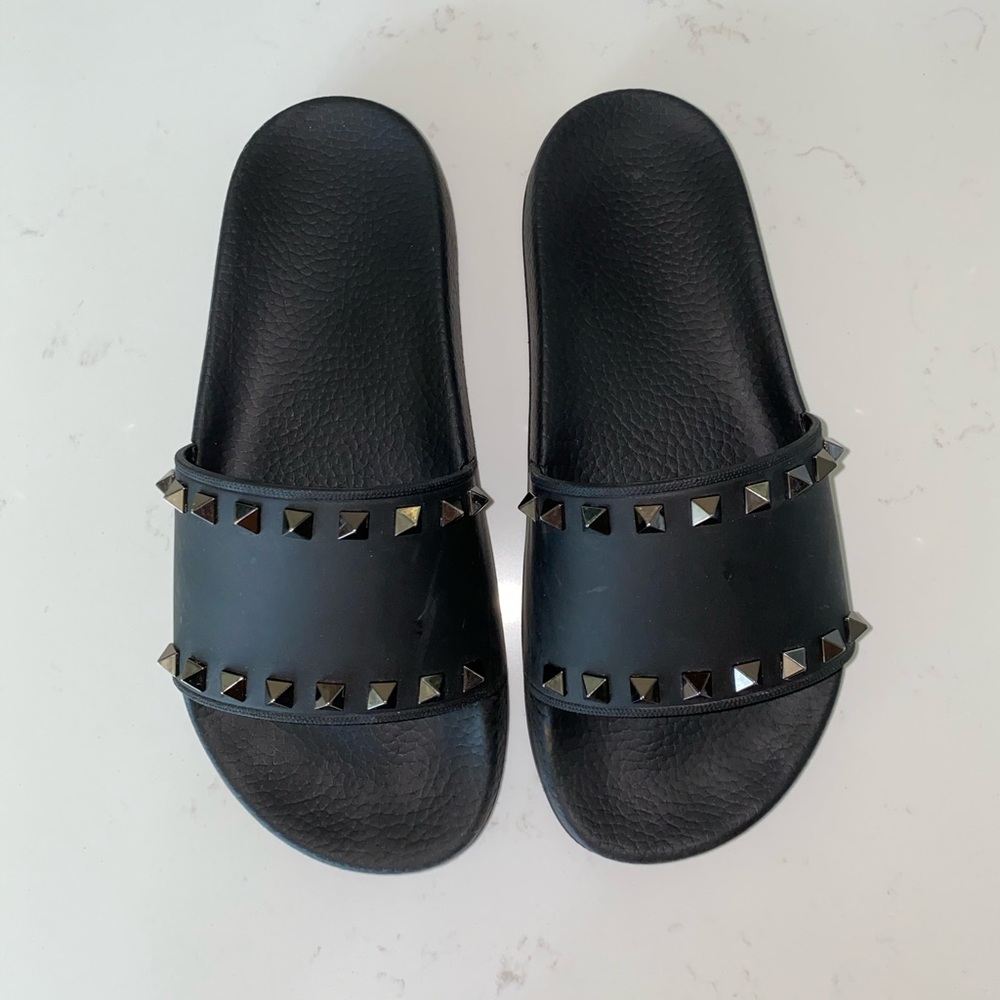 Valentino Black Studded Slides